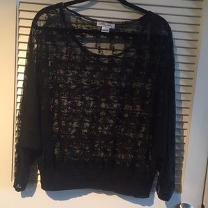 Black Floral Sheer Top